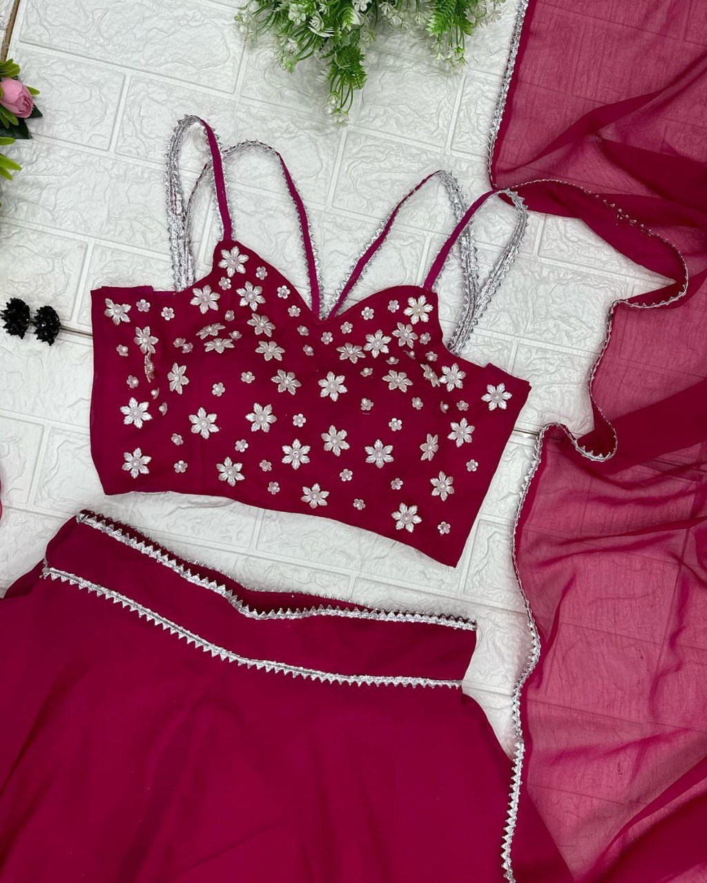 Enchanting Pink Georgette Fully Stitched Lehenga Choli - INDIAN ELEGANCE