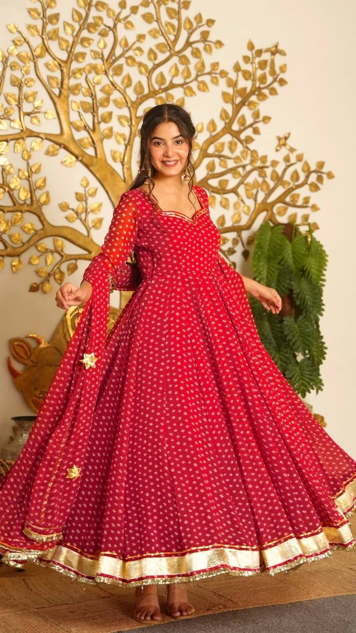 Luxury Faux Georgette Designer Anarkali Suit with Fancy Lace Dupatta & Pant