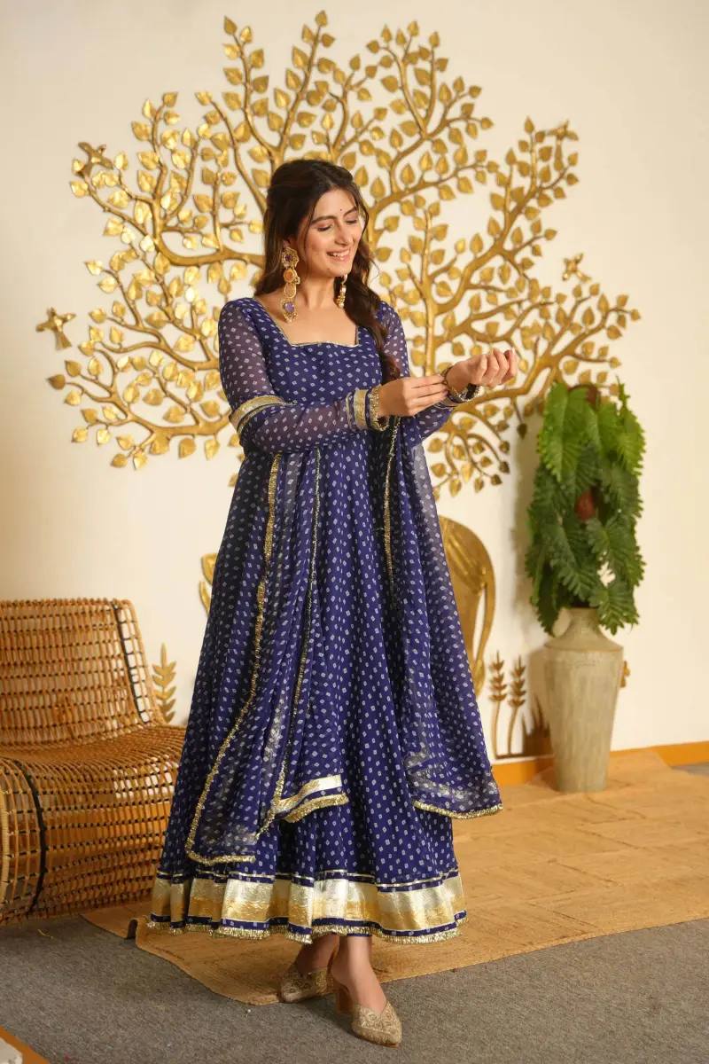 Luxury Faux Georgette Designer Anarkali Suit with Fancy Lace Dupatta & Pant