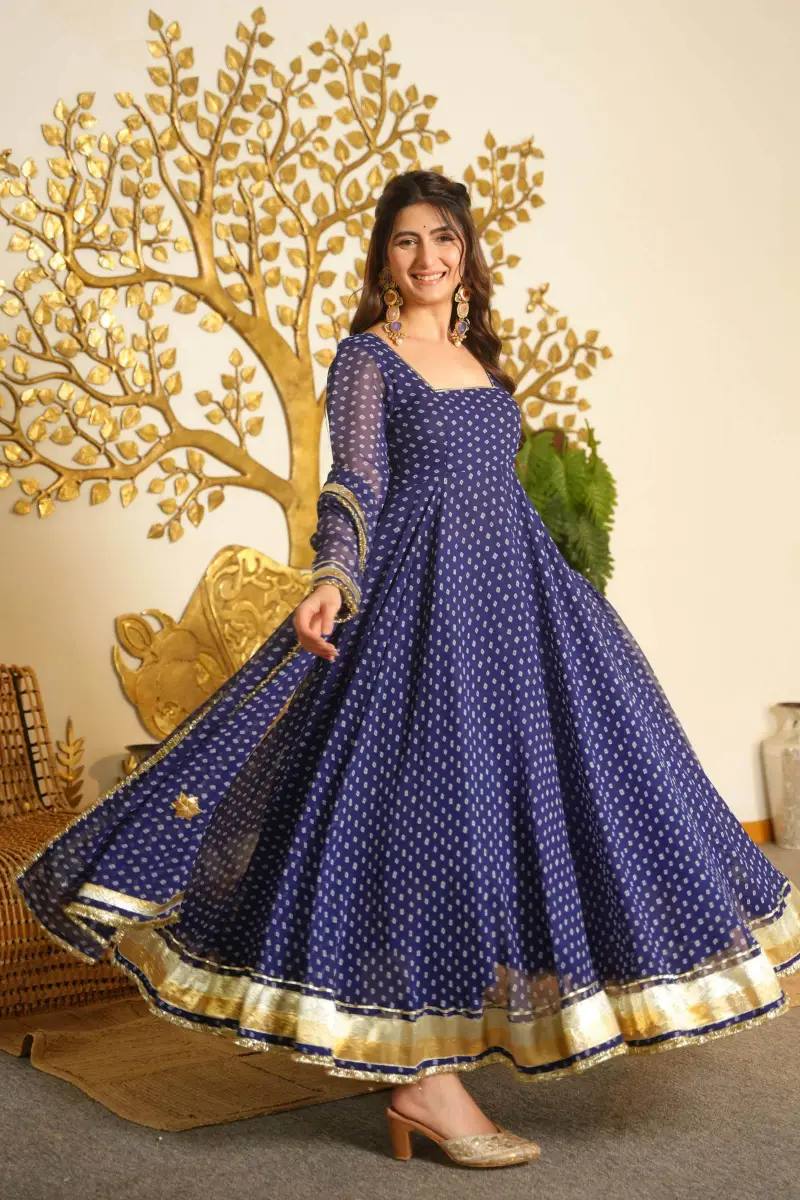 Luxury Faux Georgette Designer Anarkali Suit with Fancy Lace Dupatta & Pant